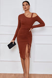 Brown Cold Shoulder dress