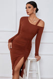 Brown Cold Shoulder dress