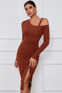 Brown Cold Shoulder dress