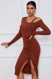 Brown Cold Shoulder dress