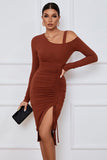 Brown Cold Shoulder dress