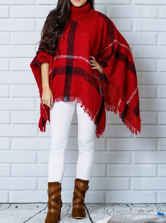 Hands Free Poncho -Red