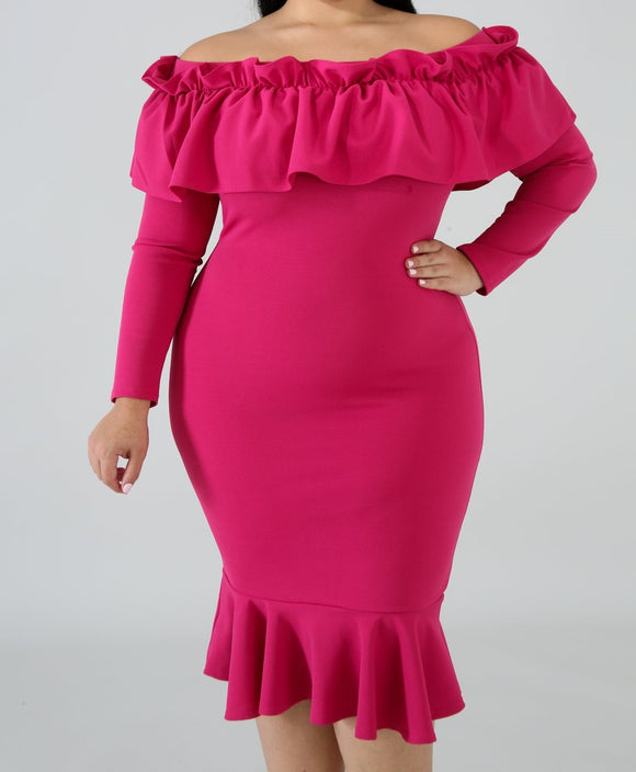 La Flamenca Dress -Magenta