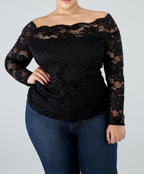 Lace Scallop Top - Plus