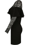 Bardot Frill Lace Midi Dress - Black