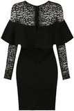 Bardot Frill Lace Midi Dress - Black