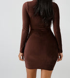 Drive Off Dress-Brown