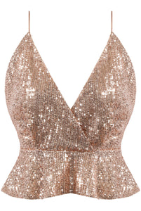 Sequin Crop Top-Rose