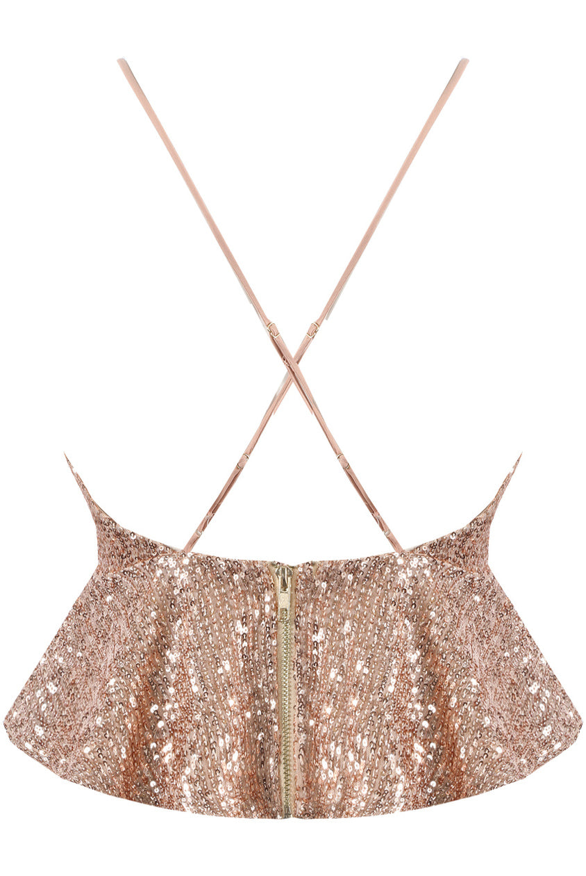 Sequin Crop Top-Rose â Alluring Wear