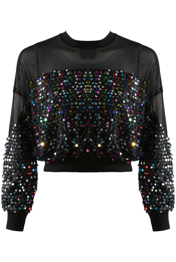 Multi-color Sequin Crop Top