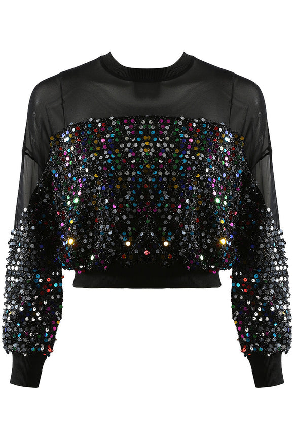 Multi-color Sequin Crop Top