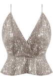 Sequin Crop Top-Silver