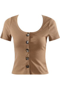 Ribbed Crop-Tan